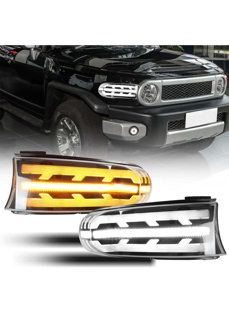 Toyota FJ Cruiser 2007–2022 LED Corner Headlights (Black Housing, Smoked Lens) – Switchback DRL White/Amber Turn Signal Upgrade - Image 4