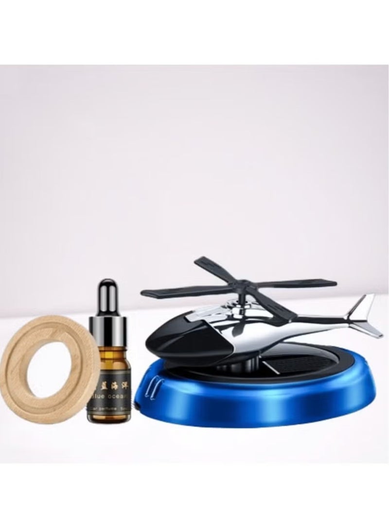 JAJEEK Car Air Freshener Helicopter Solar Energy Rotating Aromatherapy Aviation Al Alloy Diffuser, Interior Decoration Accessories Diffuser for Car and Home (Silver) – Solar-Powered Aromatherapy, Stylish Aviation Design, Eco-Friendly and Efficient Diffuser for Fresh Air on the Go - Image 1