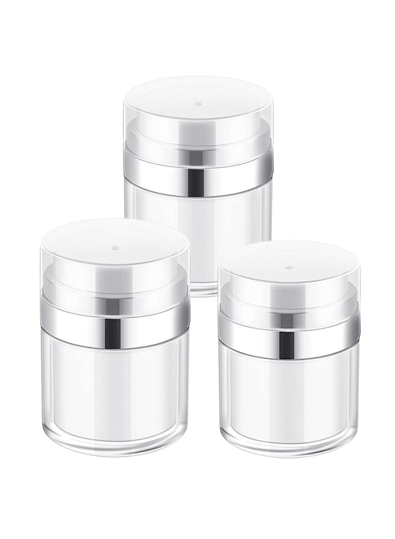 Excefore 3pcs Airless Pump Jars Sets, Cream Jar Vacuum Bottle, 0.5oz /1oz /1.7oz Empty Refillable Cosmetic Air Pump Jars Bottles Airless Lotion Cream Dispenser Portable Travel Size Makeup Containers - Image 1