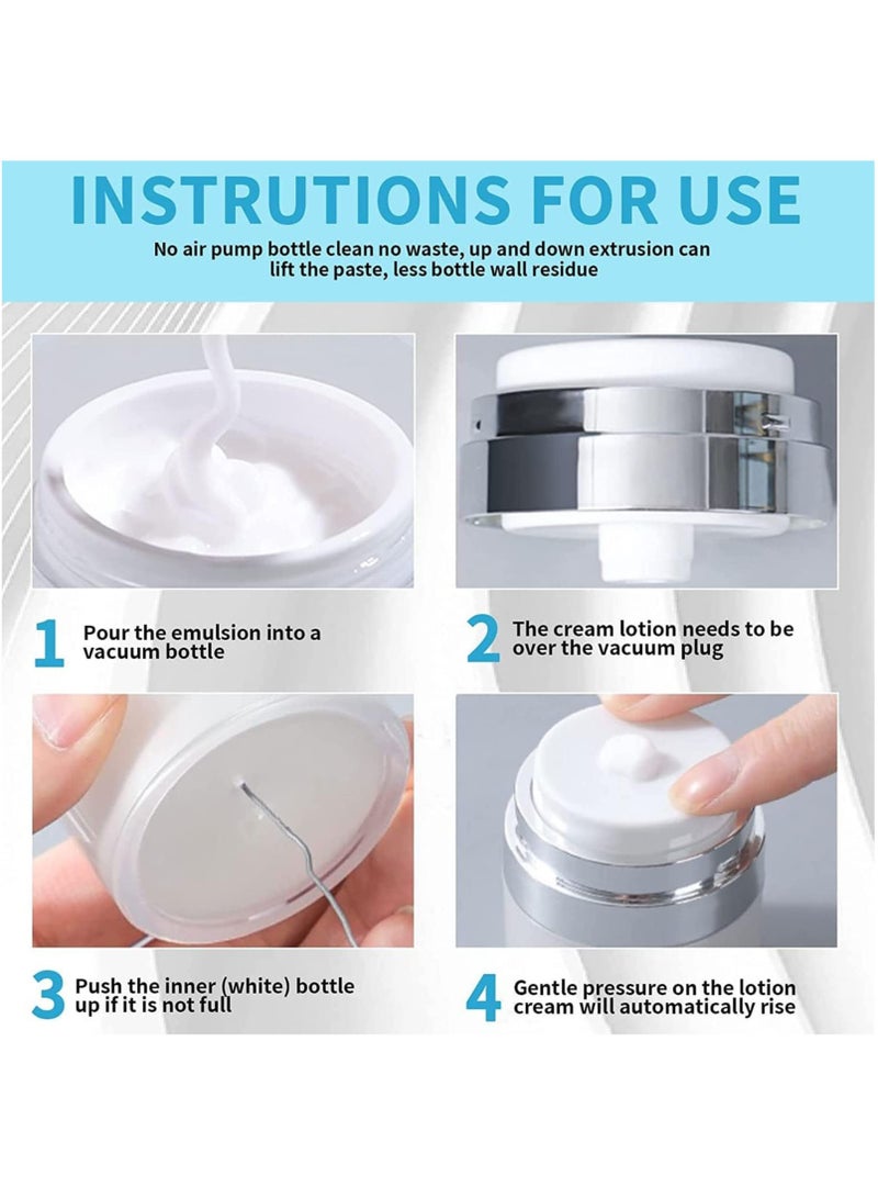 Excefore 3pcs Airless Pump Jars Sets, Cream Jar Vacuum Bottle, 0.5oz /1oz /1.7oz Empty Refillable Cosmetic Air Pump Jars Bottles Airless Lotion Cream Dispenser Portable Travel Size Makeup Containers - Image 4