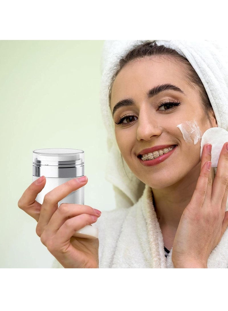 Excefore 3pcs Airless Pump Jars Sets, Cream Jar Vacuum Bottle, 0.5oz /1oz /1.7oz Empty Refillable Cosmetic Air Pump Jars Bottles Airless Lotion Cream Dispenser Portable Travel Size Makeup Containers - Image 5