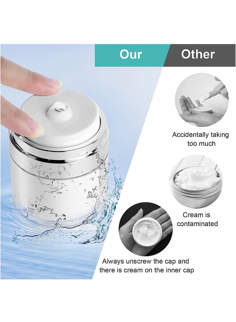 Excefore 3pcs Airless Pump Jars Sets, Cream Jar Vacuum Bottle, 0.5oz /1oz /1.7oz Empty Refillable Cosmetic Air Pump Jars Bottles Airless Lotion Cream Dispenser Portable Travel Size Makeup Containers - Image 3