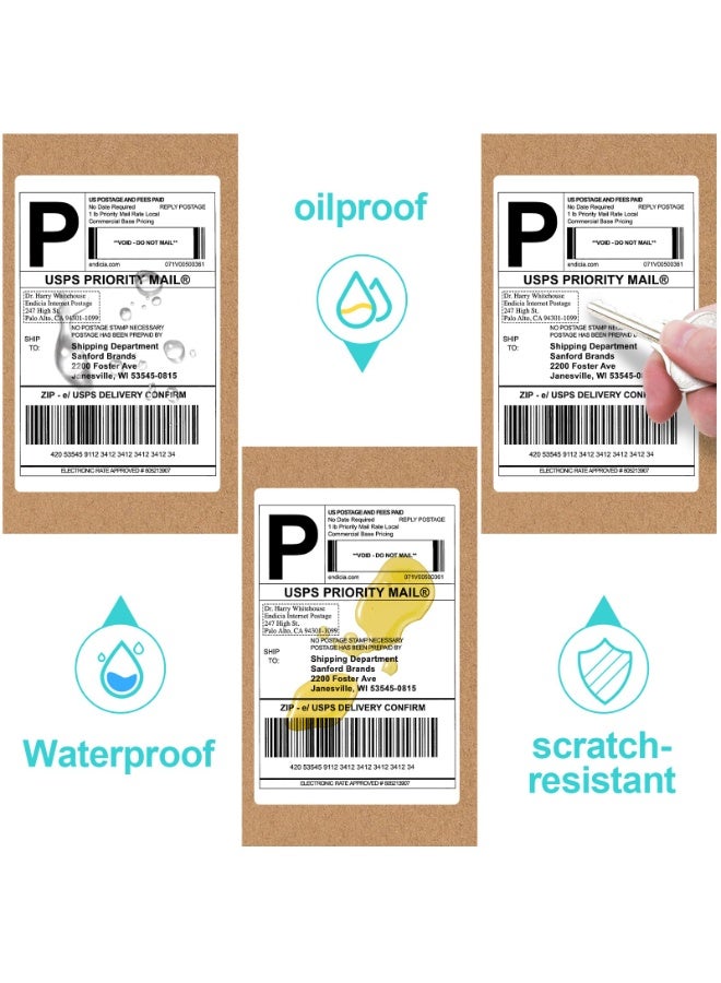 ملصقات حرارية مطوية مقاس 100x150 مم (3.94 بوصة × 5.91 بوصة)، 500 ورقة/اللفة، ملصقات حرارية مباشرة بيضاء لملصقات الشحن، طباعة الباركود - Image 5