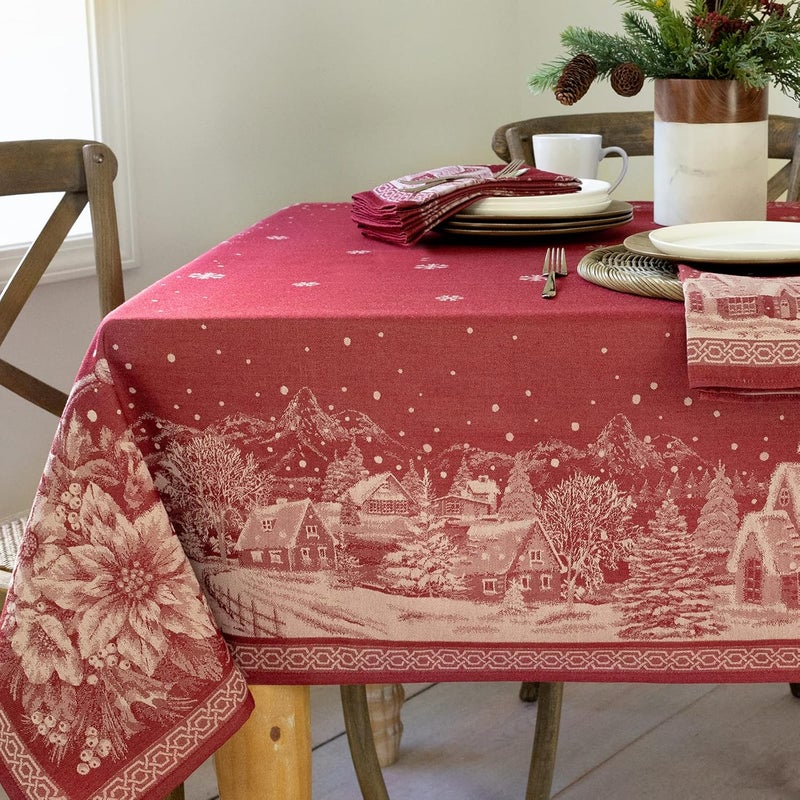 Benson Mills Engineered Jacquard Heavyweight Fabric Table Cloth Holiday Winter and Christmas Tablecloth Christmas Story 60 x 140 Rectangular - Image 1
