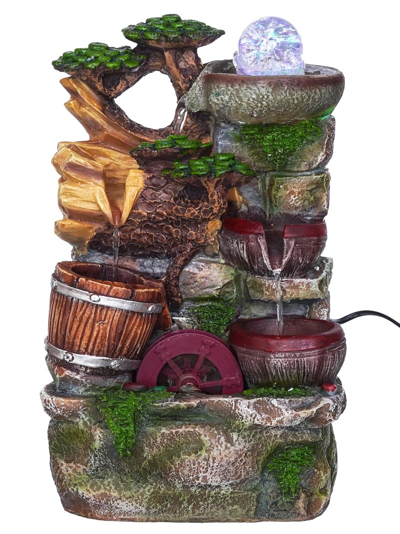 Craft Smith Polyresin Designer Tabletop Indoor Water Fountain for Home Decor with Multicolour LED, Speed Controller Pump & Crystal Ball (Size: 23 x 18 x 36 CM | Colour: Multi|Weight: 1600 Gram) - Image 1