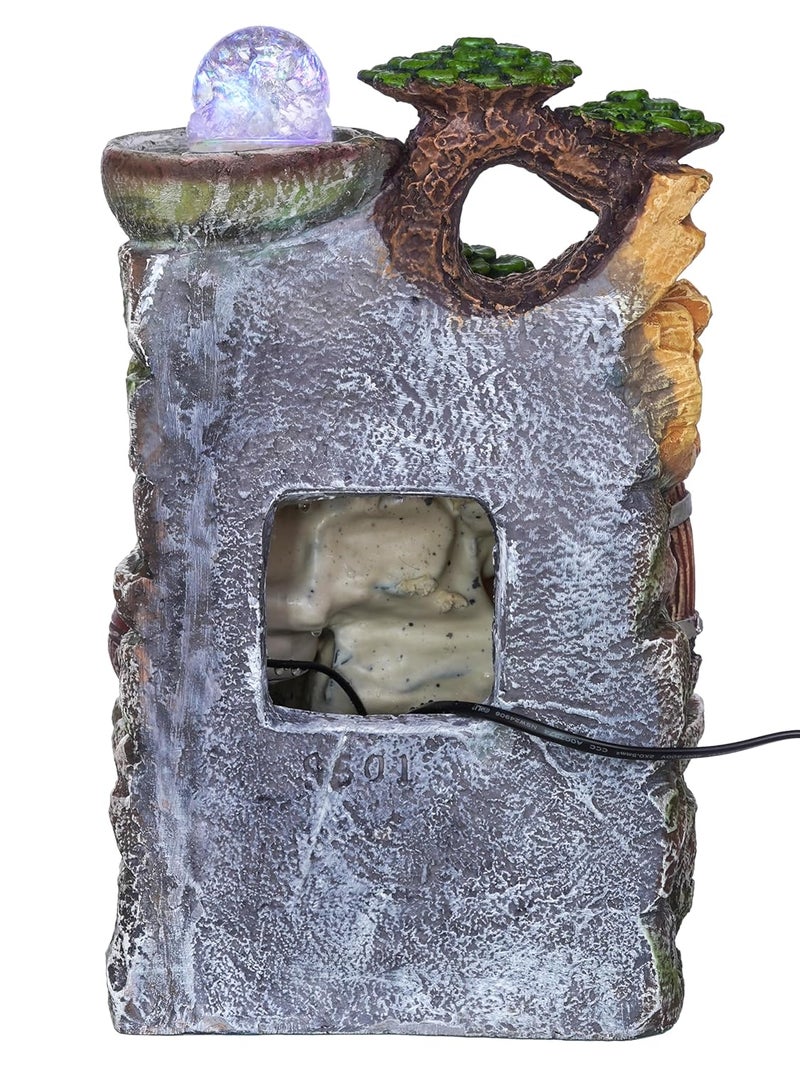 Craft Smith Polyresin Designer Tabletop Indoor Water Fountain for Home Decor with Multicolour LED, Speed Controller Pump & Crystal Ball (Size: 23 x 18 x 36 CM | Colour: Multi|Weight: 1600 Gram) - Image 4