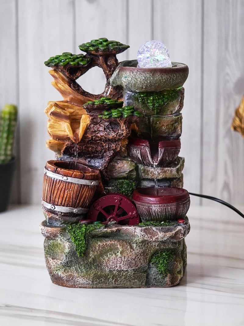 Craft Smith Polyresin Designer Tabletop Indoor Water Fountain for Home Decor with Multicolour LED, Speed Controller Pump & Crystal Ball (Size: 23 x 18 x 36 CM | Colour: Multi|Weight: 1600 Gram) - Image 2