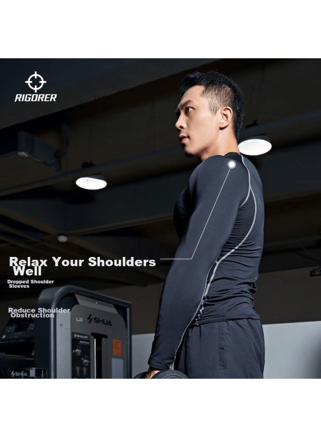 Rigorer Fitness Compression Shirt, Quick-drying Men's Stylish Casual Sports Long-sleeve Fitness Wear, Comfortable Breathable Men's Sweat-inducing Top - Image 2