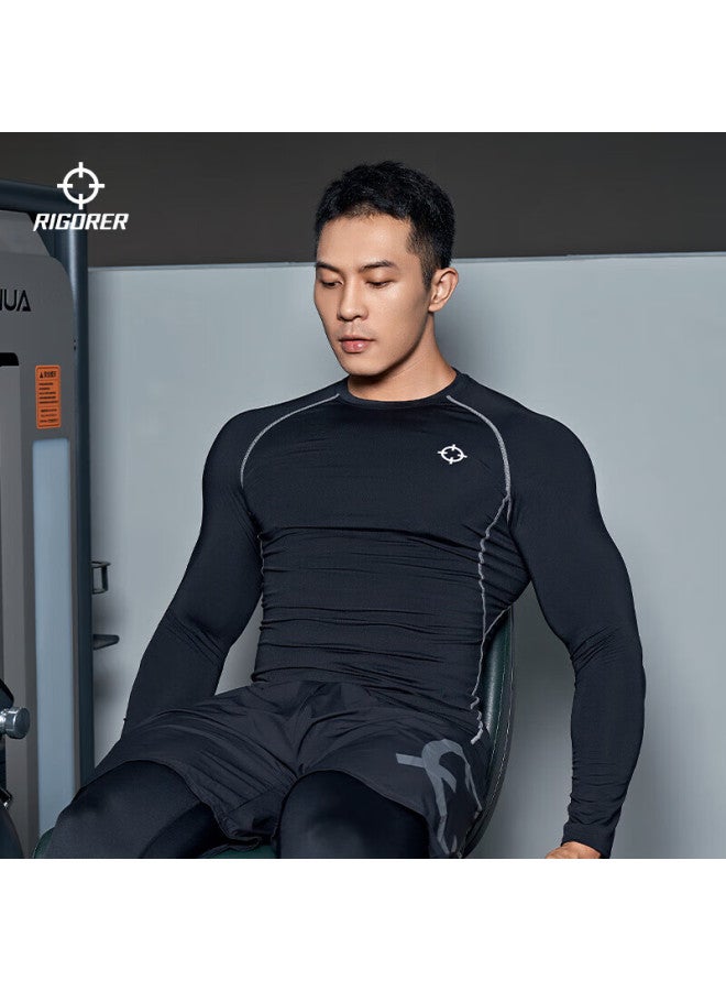 Rigorer Fitness Compression Shirt, Quick-drying Men's Stylish Casual Sports Long-sleeve Fitness Wear, Comfortable Breathable Men's Sweat-inducing Top - Image 1