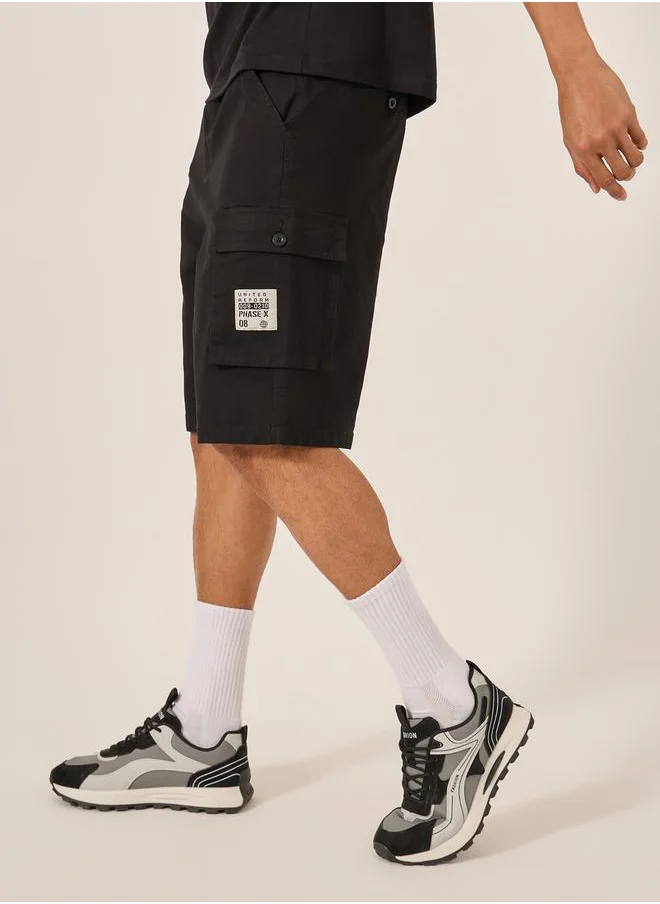 Styli Rip Stop Cargo Oversized Shorts with Pocket Badge Detail