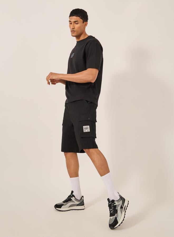 Styli Rip Stop Cargo Oversized Shorts with Pocket Badge Detail  - Image 3