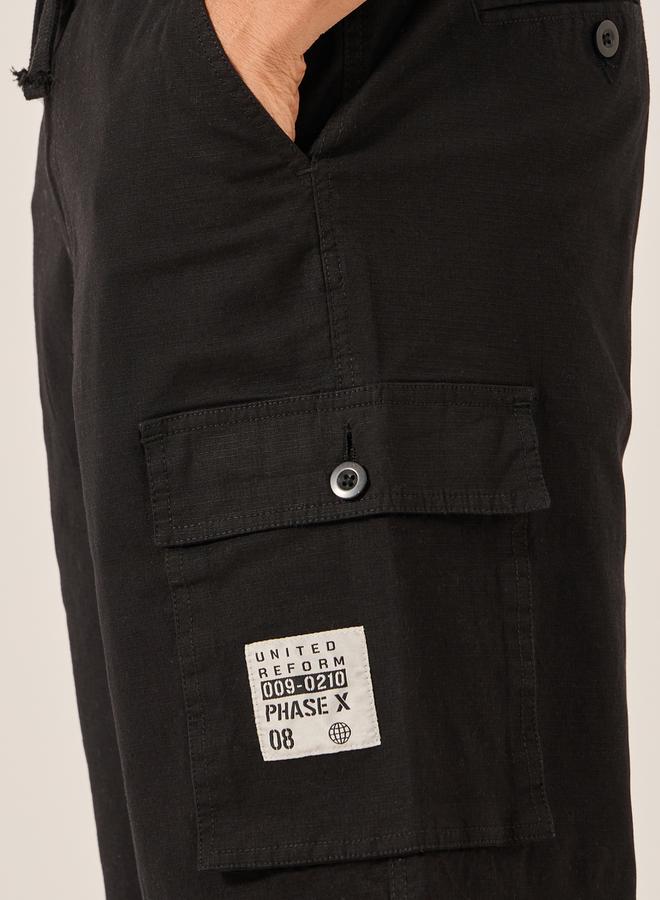 Styli Rip Stop Cargo Oversized Shorts with Pocket Badge Detail  - Image 5