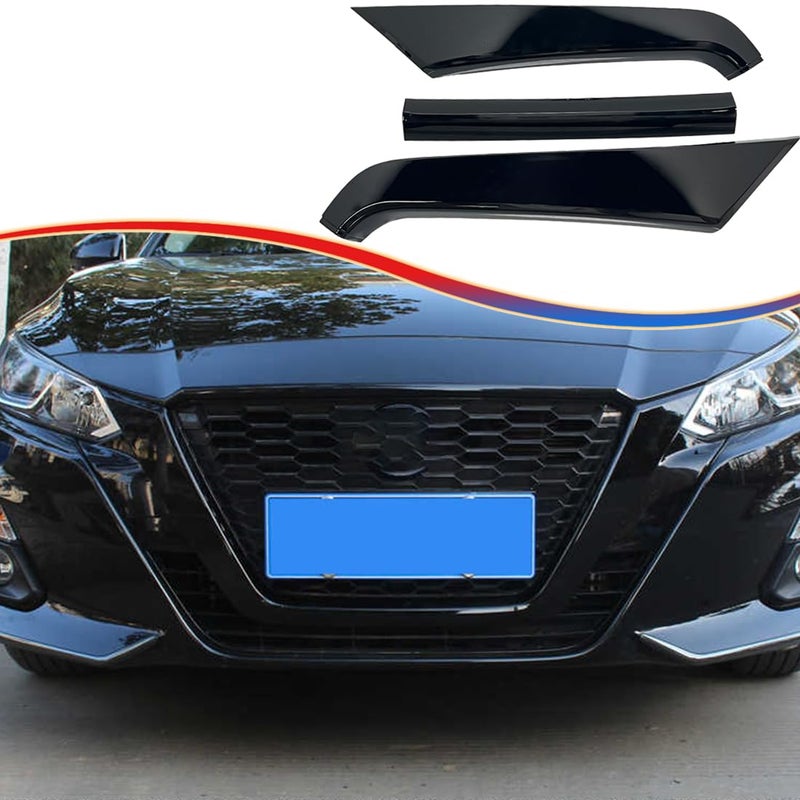Front Grill Cover TrimMUXEE For Nissan Altima 2019 2020 2021 20223PCS Grille Chrome Delete Vinyl Overlay Trim Accessories Bright Black