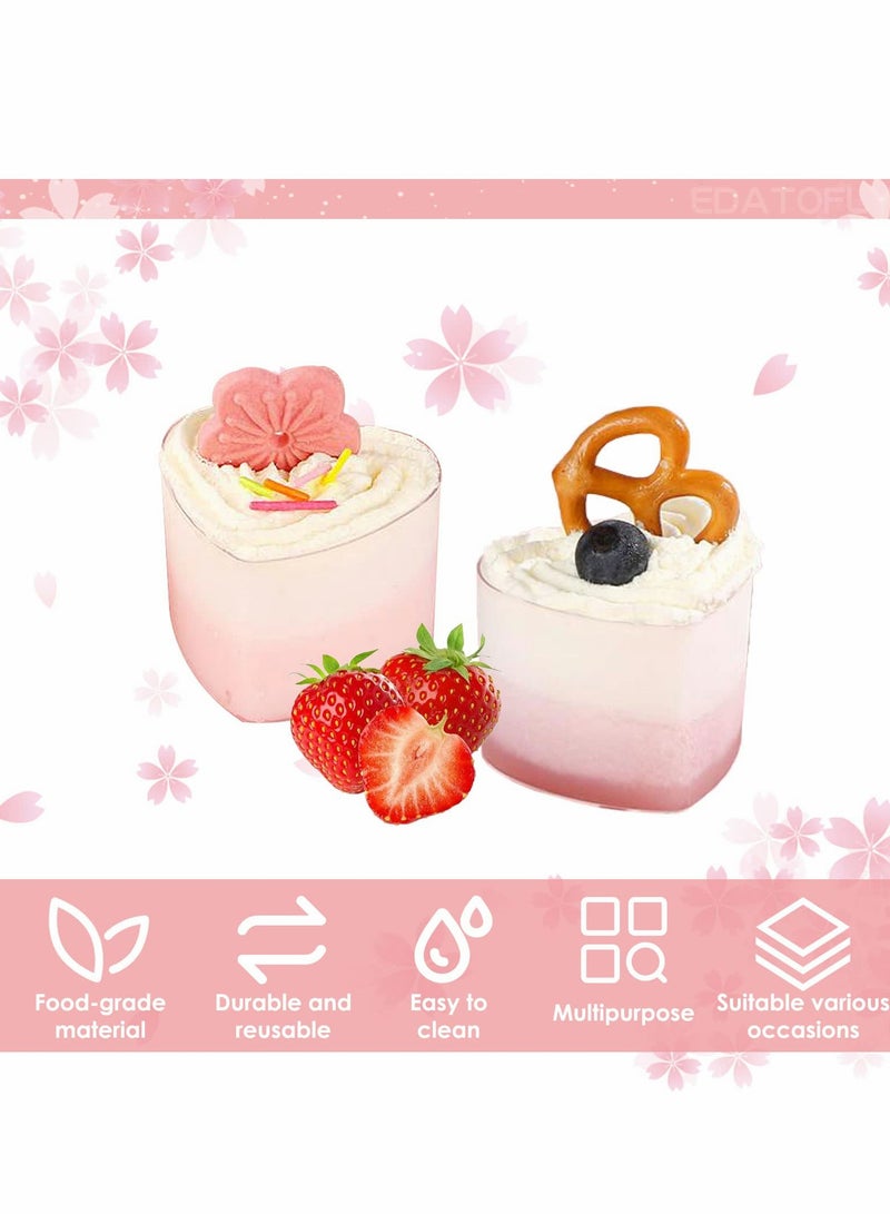 KASTWAVE Dessert Cups, 60ml Plastic with 50 Soup Spoons, Mousse, Clear Parfait Appetizer Cup for Pudding Party, Reusable - Image 3