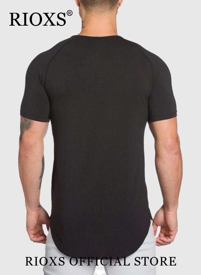 RIOXS Men's Basic Slim Fit Short Sleeve T-Shirt, Stretch Round Neck Workout Tops, Casual Versatile Beach Shirts, Reliable Option for Any Man Seeking Comfort without Compromising on Style  - Image 3
