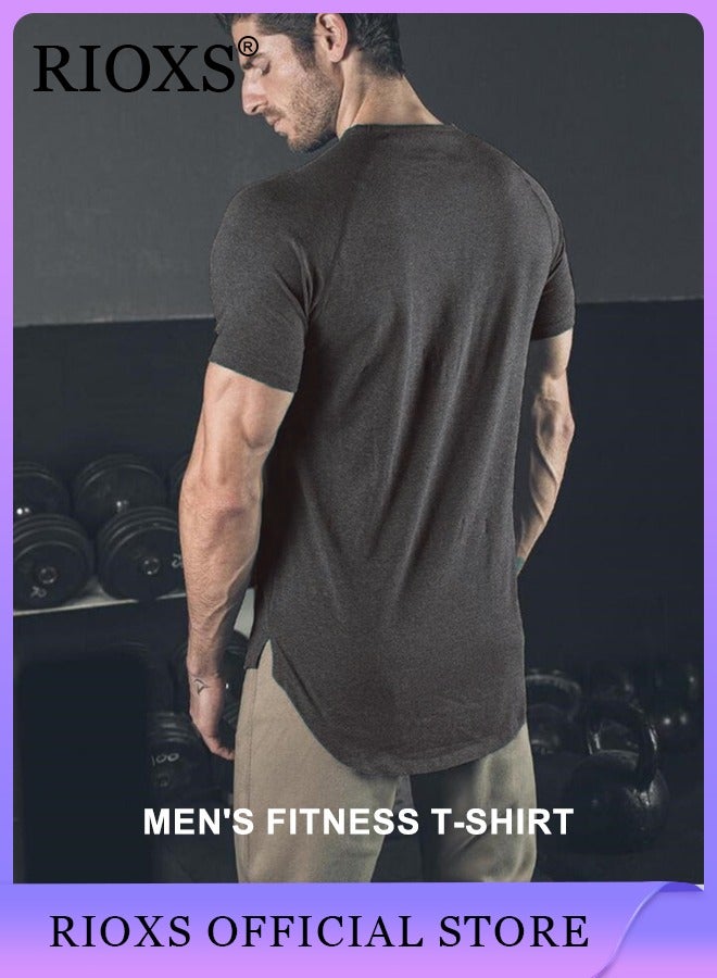 RIOXS Men's Basic Slim Fit Short Sleeve T-Shirt, Stretch Round Neck Workout Tops, Casual Versatile Beach Shirts, Reliable Option for Any Man Seeking Comfort without Compromising on Style  - Image 4