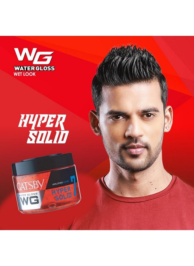 GATSBY - Water Gloss - Hyper Solid 300G - Extreme Style With Ultimate Hold | Wet Look, Shine Effect, Non-Sticky, Easy Wash Off, Setting Power Level 7 | Hair Styling Gel For Men- Short & Very Short Hair | Global Japanese Brand | Made In Indonesia | Pack Of 2 - Image 1