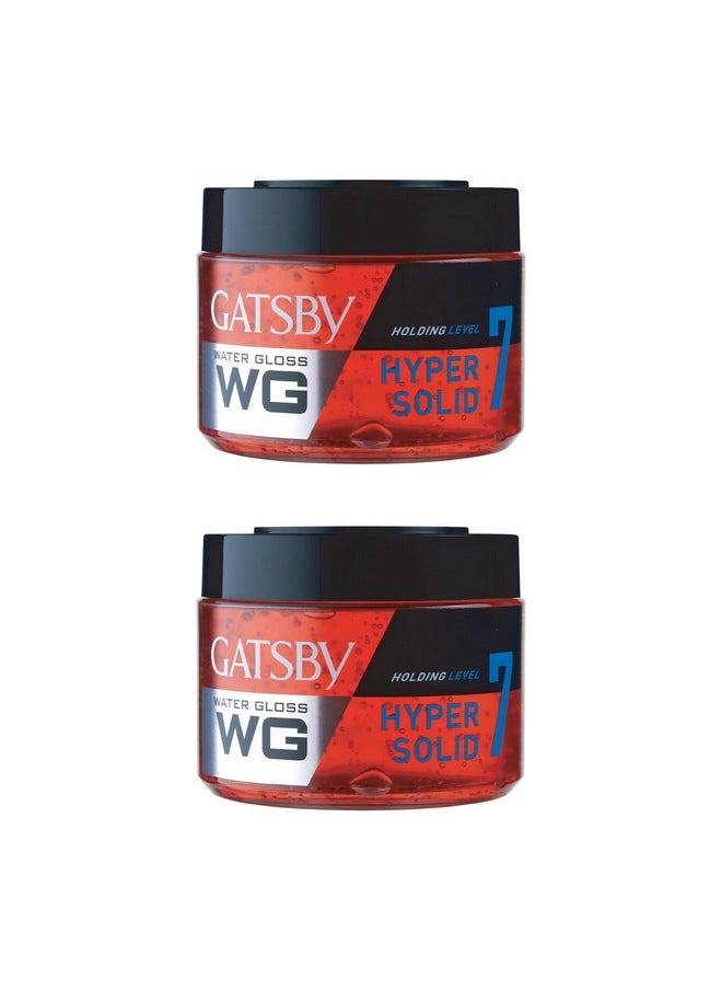 GATSBY - Water Gloss - Hyper Solid 300G - Extreme Style With Ultimate Hold | Wet Look, Shine Effect, Non-Sticky, Easy Wash Off, Setting Power Level 7 | Hair Styling Gel For Men- Short & Very Short Hair | Global Japanese Brand | Made In Indonesia | Pack Of 2 - Image 1