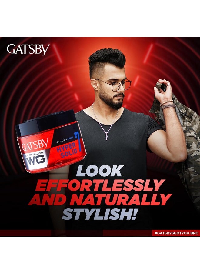 GATSBY - Water Gloss - Hyper Solid 300G - Extreme Style With Ultimate Hold | Wet Look, Shine Effect, Non-Sticky, Easy Wash Off, Setting Power Level 7 | Hair Styling Gel For Men- Short & Very Short Hair | Global Japanese Brand | Made In Indonesia | Pack Of 2 - Image 1