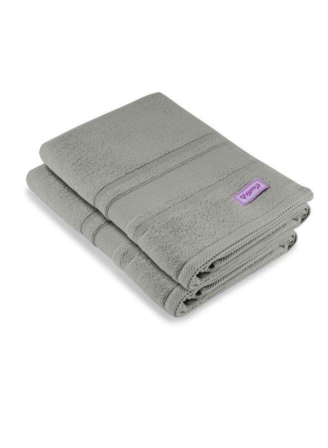 BYFT Home Castle (Grey) Premium Cotton Bath Sheet (90 X 180 Cm-Set Of 2) Highly Absorbent, High Quality Bath Linen With Diamond Dobby 550 Gsm - Image 3