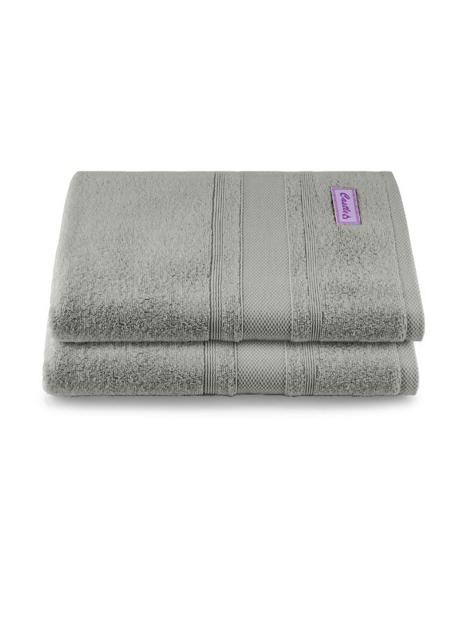 BYFT Home Castle (Grey) Premium Cotton Bath Sheet (90 X 180 Cm-Set Of 2) Highly Absorbent, High Quality Bath Linen With Diamond Dobby 550 Gsm - Image 2