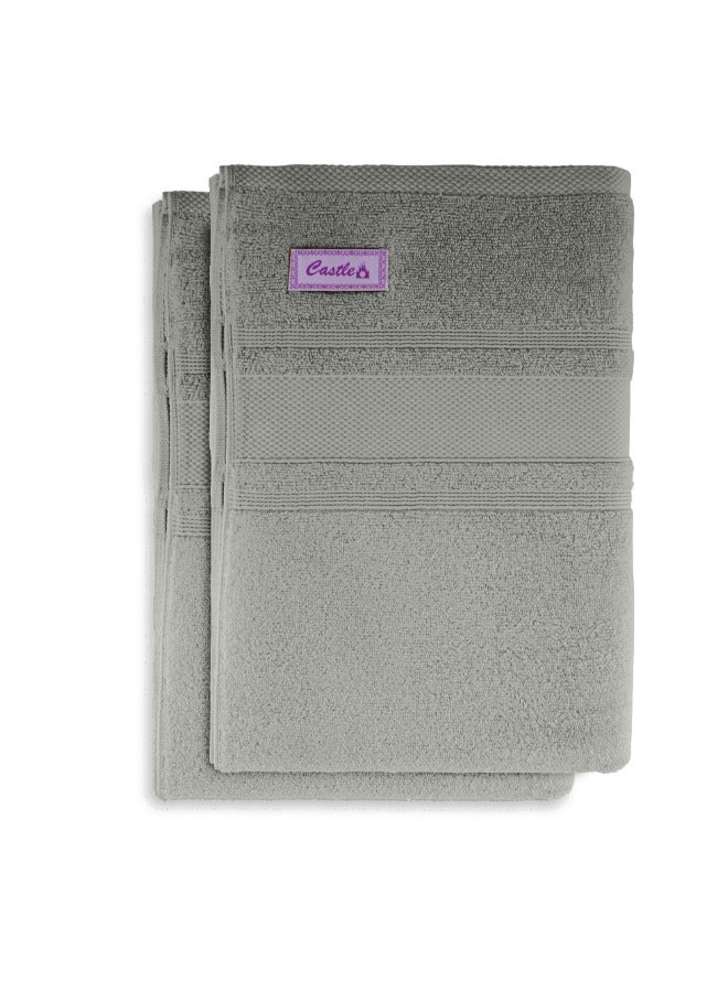 BYFT Home Castle (Grey) Premium Cotton Bath Sheet (90 X 180 Cm-Set Of 2) Highly Absorbent, High Quality Bath Linen With Diamond Dobby 550 Gsm - Image 5