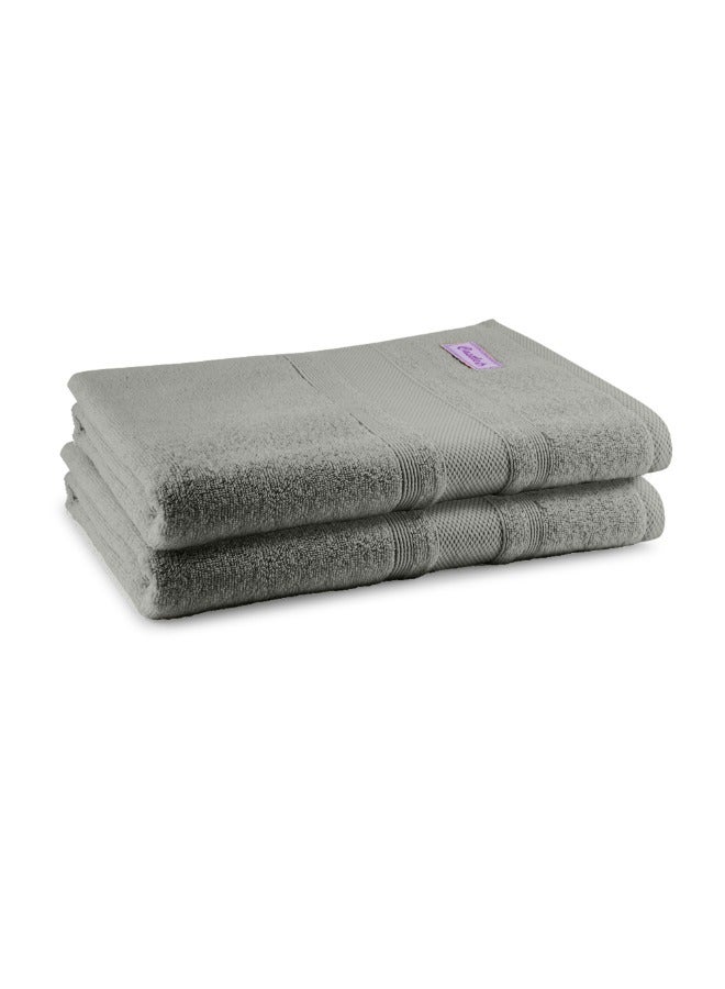 BYFT Home Castle (Grey) Premium Cotton Bath Sheet (90 X 180 Cm-Set Of 2) Highly Absorbent, High Quality Bath Linen With Diamond Dobby 550 Gsm - Image 4