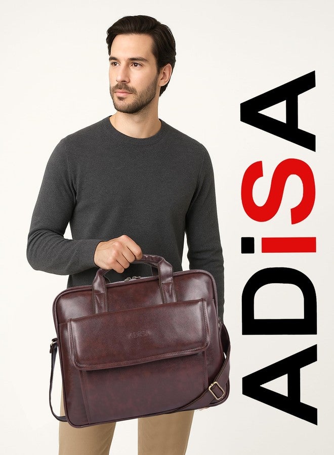 ADISA حقيبة مكتبية ADISA للكمبيوتر المحمول، حقيبة عمل للرجال (LB6052-BRO) - Image 3