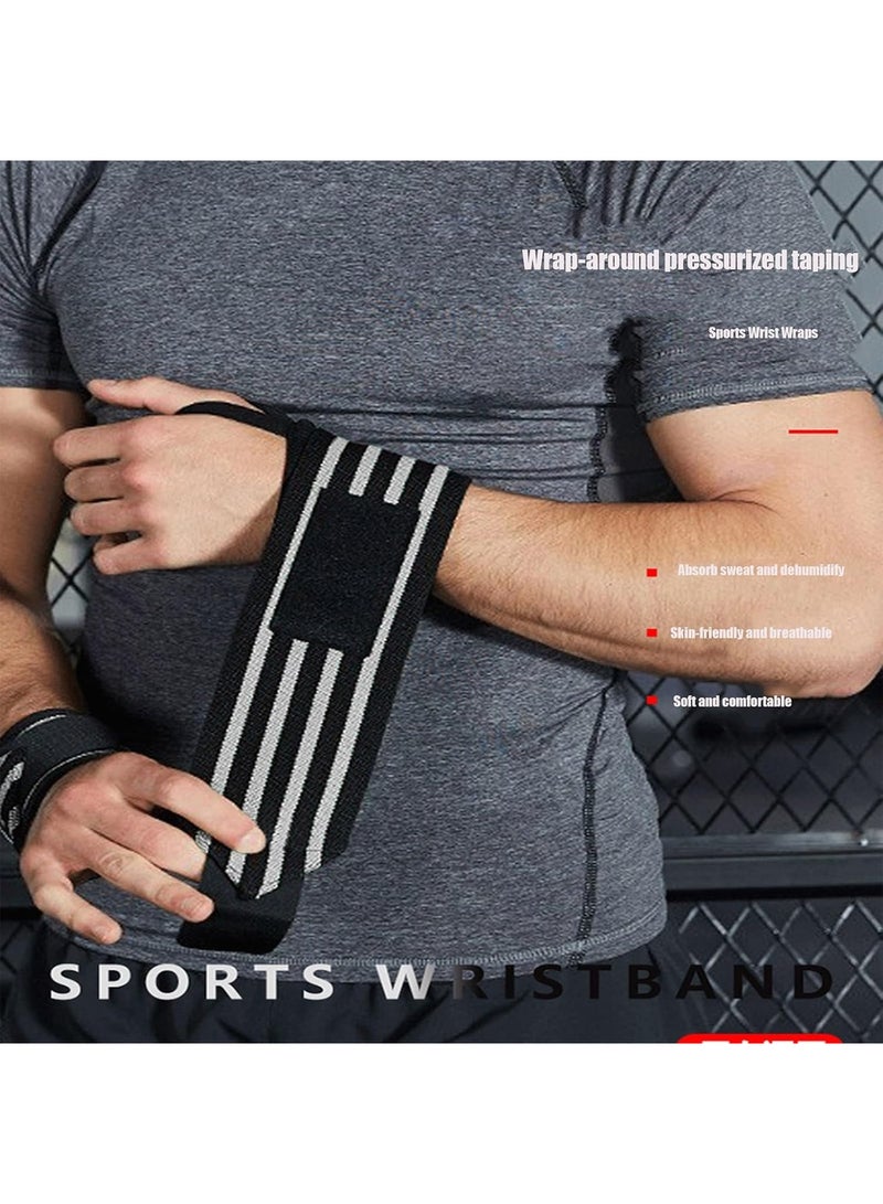 أربطة المعصم لرفع الأثقال واللياقة البدنية - أحزمة دعم قابلة للتعديل مع حلقات للإبهام، ضغط للرجال والنساء، مناسبة للصالة الرياضية ورفع الأثقال والتدريب المتقاطع واليوغا، 21 بوصة، مجموعة من قطعتين - Image 2