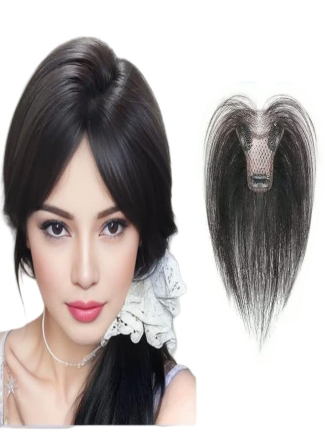 AYunhe وصلات شعر بشري طبيعي غير مرئية من AYunhe للنساء، وصلات شعر خفيفة، مشابك تثبيت، فرق في المنتصف، وغرة فرنسية ثلاثية الأبعاد خفيفة (نصف دانتيل - أسود بدون غرة) - Image 1