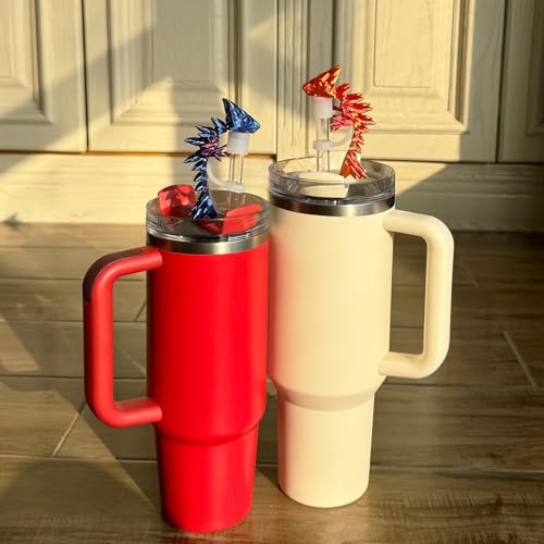 MITCHENIFY 2PCS Dragon Straw Cover Cap Compatible with Stanley 30 & 40oz Straw Cup, Silicone Straw topper with 3D Printed Dragon, Cool Tumbler Accessories Including 2 Colors, Halloween Decorations - Image 5