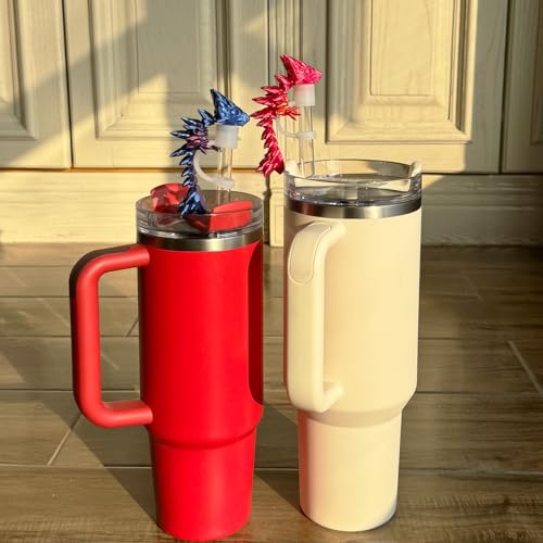 MITCHENIFY 2PCS Dragon Straw Cover Cap Compatible with Stanley 30 & 40oz Straw Cup, Silicone Straw topper with 3D Printed Dragon, Cool Tumbler Accessories Including 2 Colors, Halloween Decorations - Image 3
