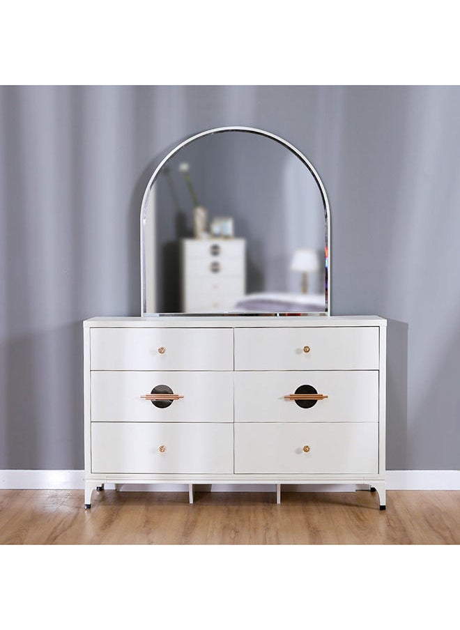 DANUBE HOME New Aloha Dresser With Mirror And 6 Drawers Durable Vanity Table | Dressing Table | Makeup Table |Desk With Storage Bedroom Furnitures L140xW40xH182cm White/Golden  - Image 2