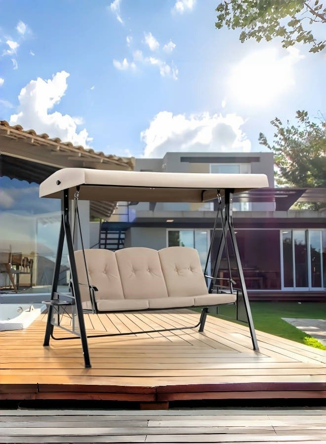Outdoor Swing Chair – 3 Person Patio Rocking Chair, Stylish and Durable Outdoor Furniture with Enhanced Sun Protection and Weather Resistance - Image 1