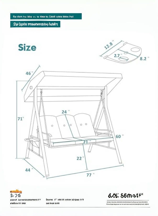 Outdoor Swing Chair – 3 Person Patio Rocking Chair, Stylish and Durable Outdoor Furniture with Enhanced Sun Protection and Weather Resistance - Image 2