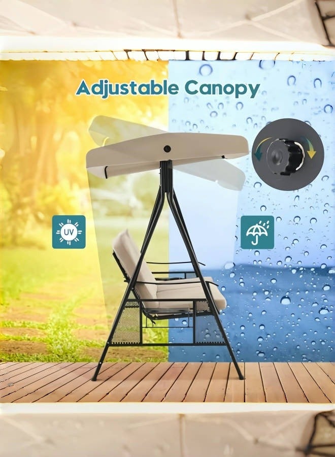 Outdoor Swing Chair – 3 Person Patio Rocking Chair, Stylish and Durable Outdoor Furniture with Enhanced Sun Protection and Weather Resistance - Image 3