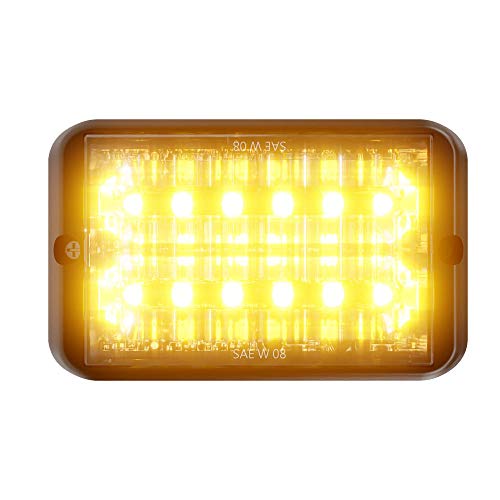 Abrams SAE Class-1 Bold 12 [Amber] 36W - 12 LED Tow Truck Construction Vehicle LED Grille Light Head Surface Mount Strobe Warning Light - Image 1