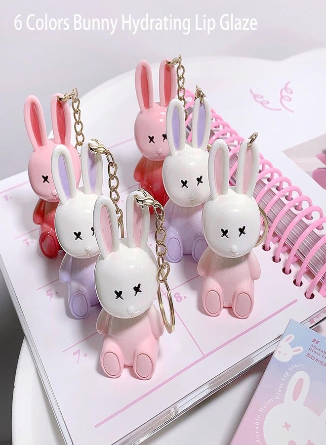 DENESTUP مجموعة أحمر شفاه سائل من 6 قطع على شكل أرنب دينيستوب، مرطب ومرطب، زيت لمعان الشفاه، مكثف للشفاه، لمسة نهائية مقاومة للماء، هدية حفلة للنساء والفتيات - Image 2