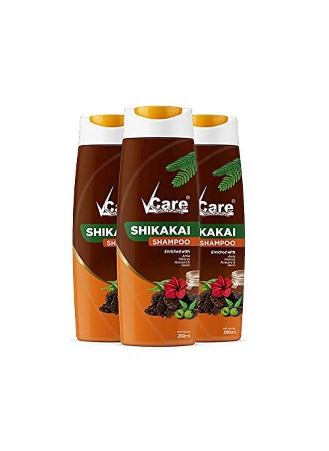 VCare شامبو شيكاكاي بخلاصة الأملا والكركديه والصبار والنيم 200 مل (عبوة من 3 قطع)  - Image 1