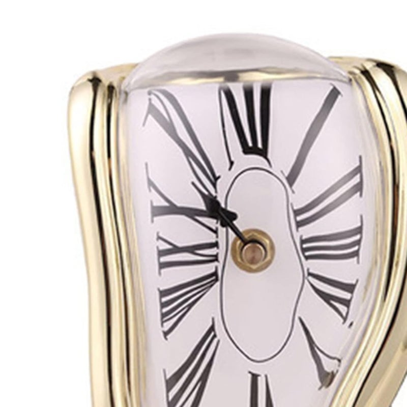 MIPPO Decorative Dali Watch Melting Clock Surreal Melting Wall Clock Distorted Table Clock, Melted Clock for Office Shelf Desk, Silver - Image 5