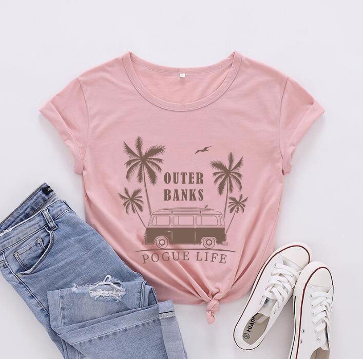 OUTERBANKS Coconut Auto Foreign Trade Explosions Short Sleeve European and American Letter Street T-Shirt Short Sleeve - Image 4