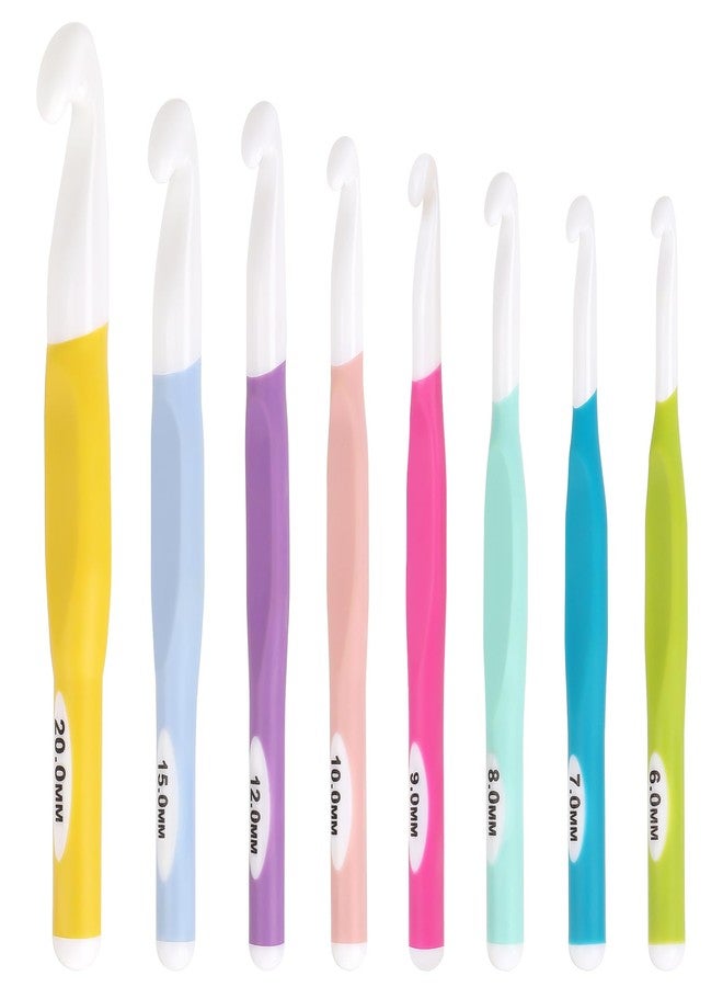 Aeelike Large Crochet Hooks Set, 8 PCS Colorful Crochet Hooks Size 6.0mm 7mm 8mm 9mm 10mm 12mm 15mm 20mm for Thick Bulky Yarn Blankets DIY Crafts, Ideal Gift - Image 1