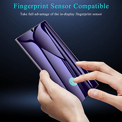 LYWHL [2+2 Pack for Samsung Galaxy S22 Ultra Privacy Screen Protector [Support Fingerprint ID] Anti-Blue Light Eye Protection Anti-Spy Anti-Glare Purple Flexible Film + Camera Lens Glass Protector - Image 3