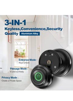 KASTWAVE Smart Fingerprint Door knob, Smart Lock Biometric Door Lock Fingerprint Door knob with App Control, Great for Bedrooms,Cloakroom,Apartments Offices,Hotels and Other Private Spaces, Black  - Image 2