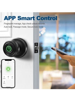 KASTWAVE Smart Fingerprint Door knob, Smart Lock Biometric Door Lock Fingerprint Door knob with App Control, Great for Bedrooms,Cloakroom,Apartments Offices,Hotels and Other Private Spaces, Black  - Image 4