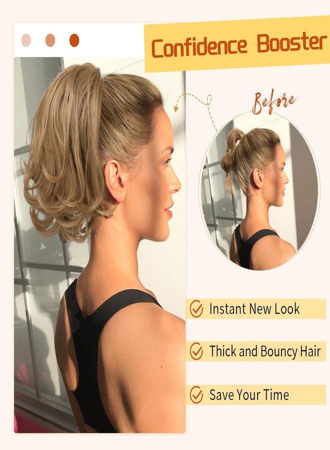 KooKaStyle Ponytail Extension, 10" Short Claw Clip in Pony Tails Hair Extensions Curly Wavy Synthetic Drawstring Hairpieces for Women(Light Blonde Brown) - Image 5