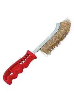 erorex Steel Coated Hand Brush Wire Brush With Pvc Handle For Cleaning Rust & Slag (Gold)  - Image 1