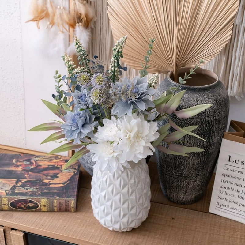 LUEUR Fake Flowers with Vase, Silk Roses Artificial Flowers in Vase Faux Flowers Arrangement Suitable for Home Kitchen Living Room, Fall Spring Decor for Office, Centerpiece Table Decorations - Image 4