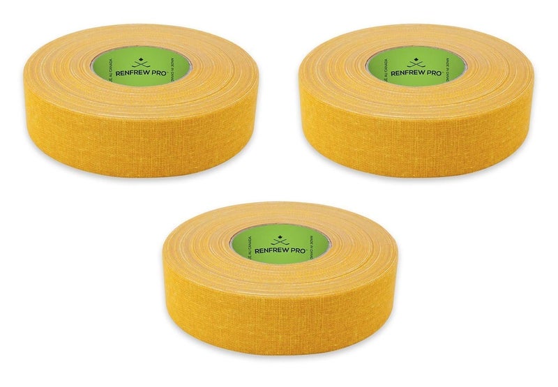 Renfrew Pro (3 Roll Pack Cloth Hockey Stick, Blade Tape - 24MM x 25M (Gold/Yellow)