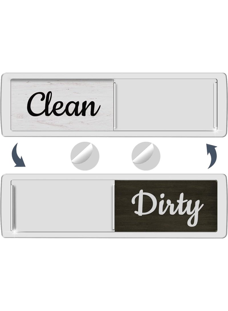 Dishwasher Magnet Clean Dirty Sign, Farmhouse Rustic Wood Design Black and White Non-Scratch/Easy to Read & Slide/Strong Magnet Clean Dirty Magnet for Dishwasher (A-Silver) - Image 1